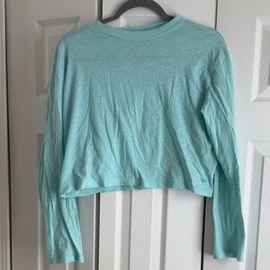 PINK Victoria's Secret Aqua Long Sleeve Tee Cropped Top
